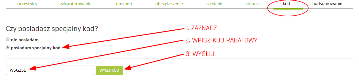 Skorzystaj z naszej promocji. Wprowadź w kalkulatorze kod rabatowy: WSG25E